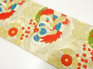 アンティーク　鳳凰に桐・菊模様織り出し袋帯（材料）